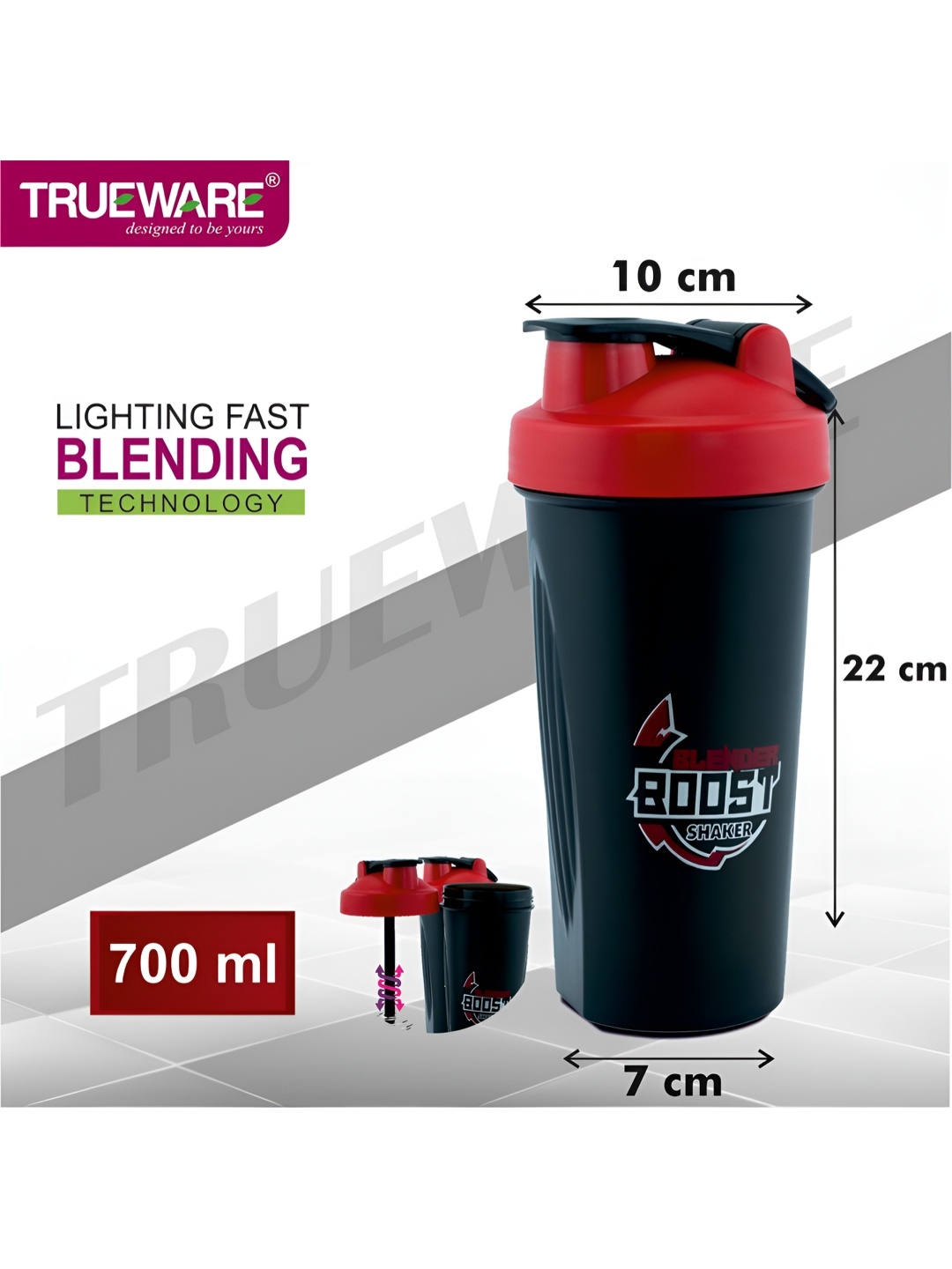 

Trueware Red Plastic Shaker Water Bottle 700 ml