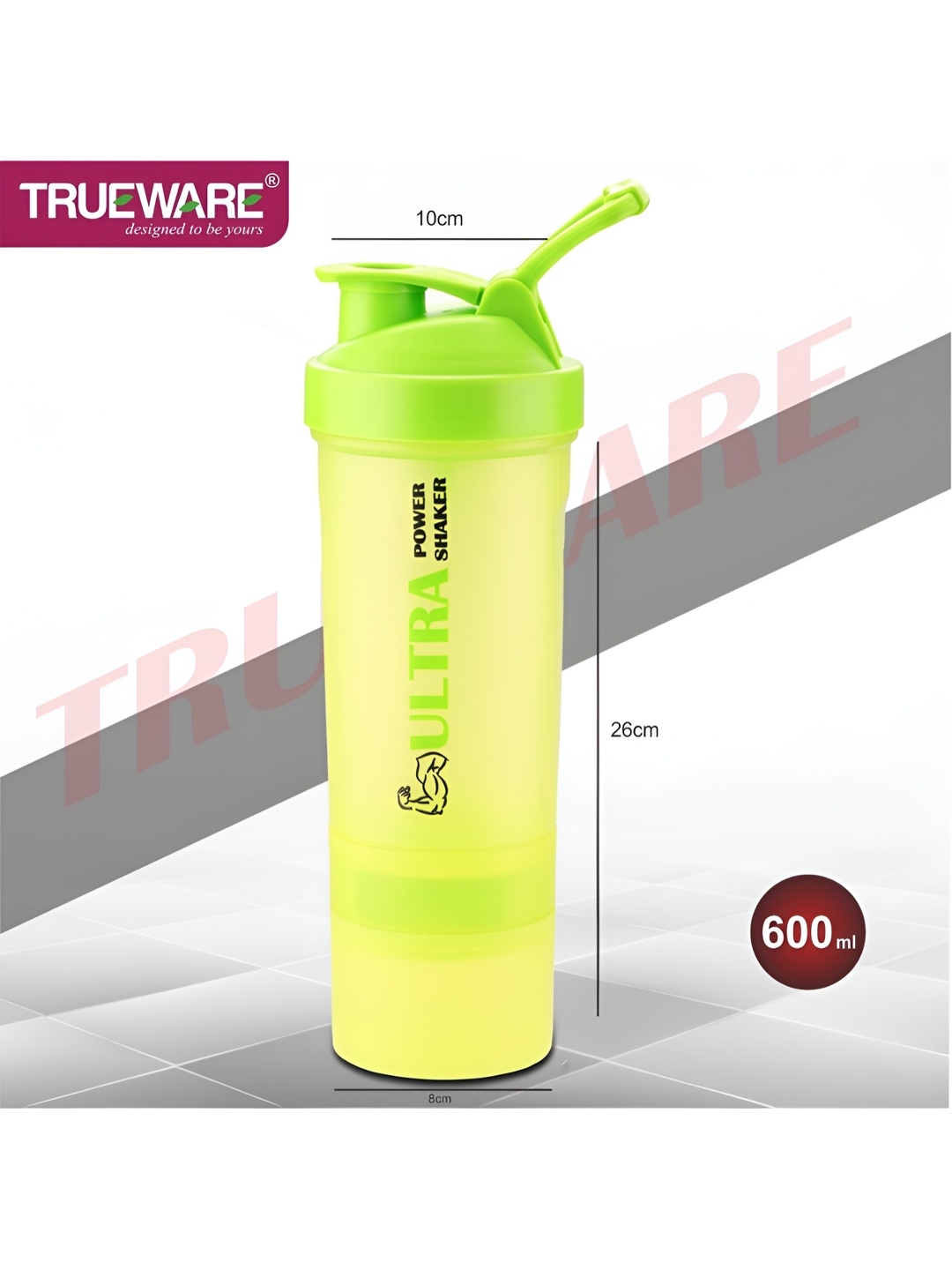 

Trueware Green Plastic Shaker Water Bottle 600 ml