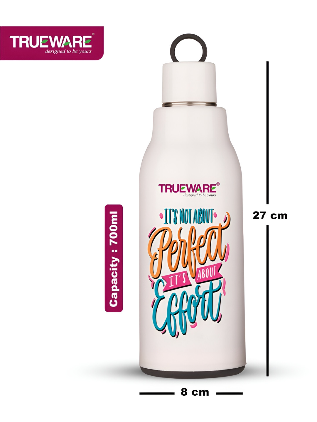 

Trueware White Typography Printed Water Bottle 700 ML