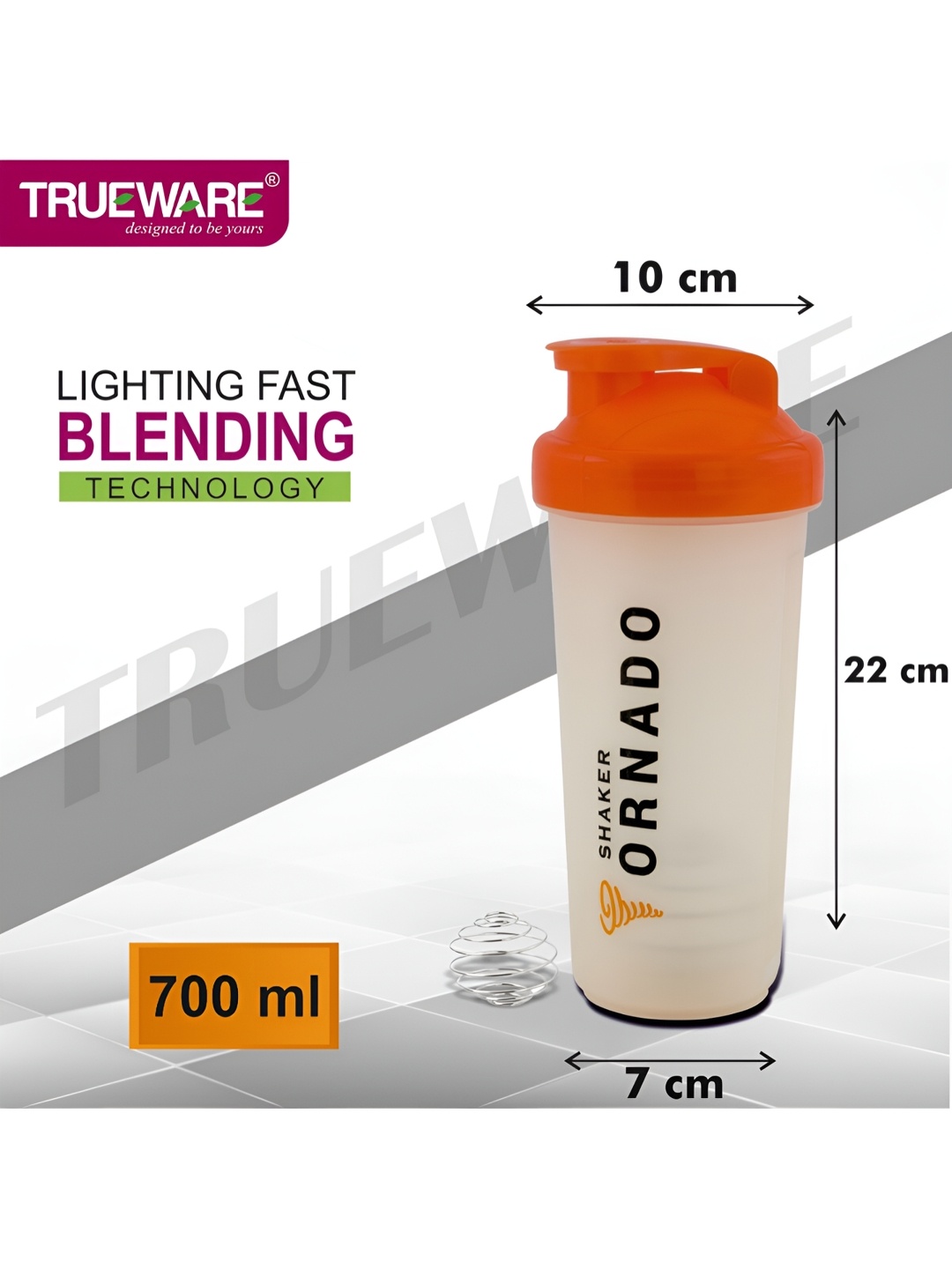 

Trueware Orange Printed Shaker Water Bottle 700 ml