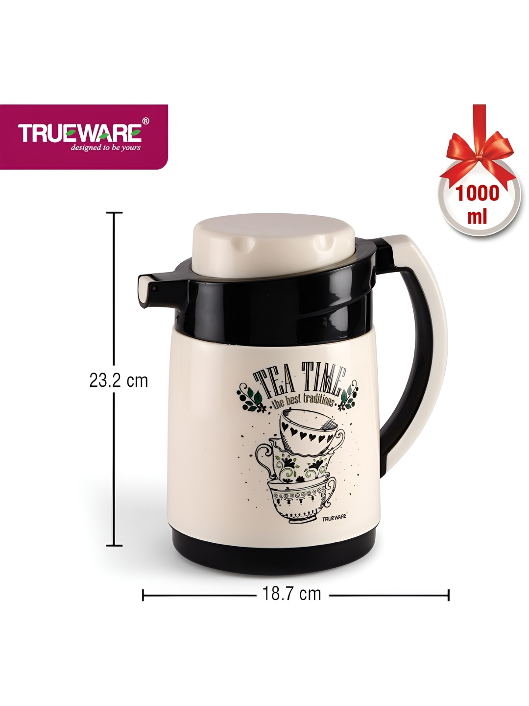 

Trueware Off White Stainless Steel Water Bottle 1 ltr