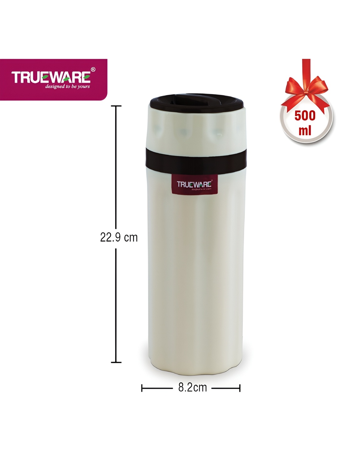 

Trueware Cream Stainless Steel Flask Water Bottle 500 ml