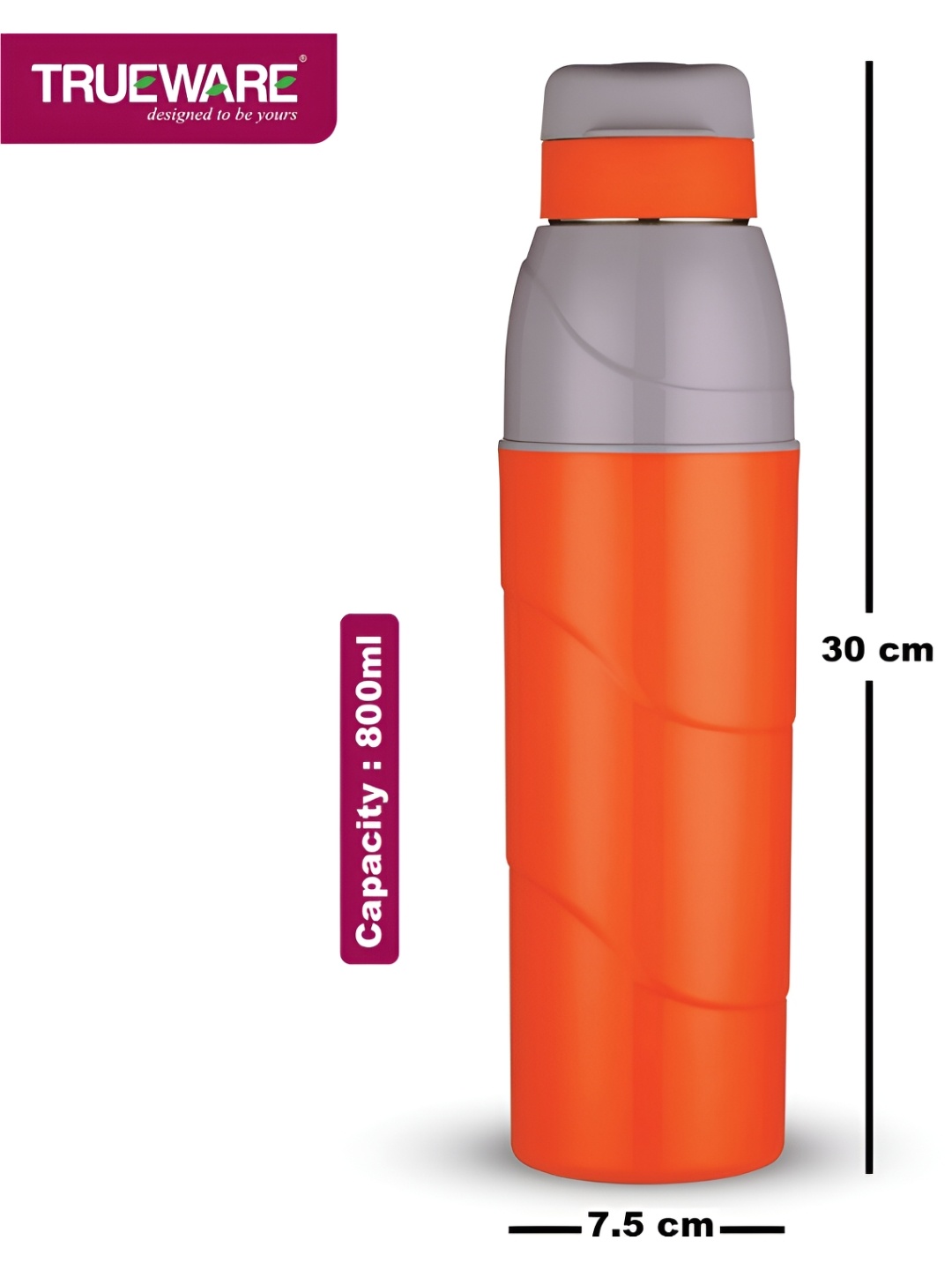 

Trueware Orange & Grey Water Bottle 800 ML