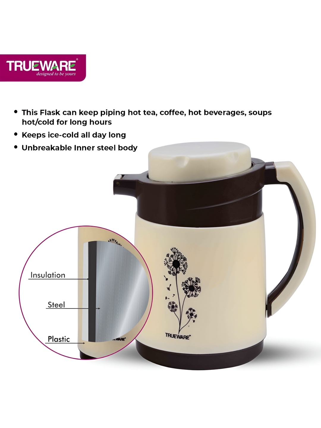 

Trueware Brown & Cream Water Bottle 750 ml