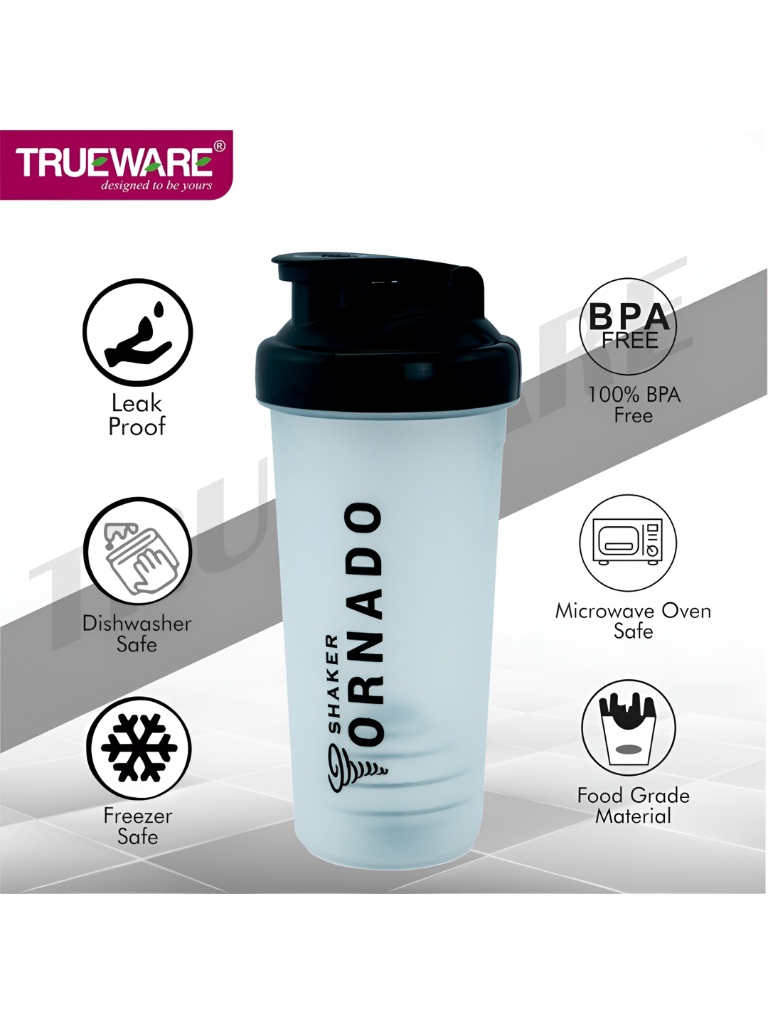 

Trueware Black & Blue Shaker Water Bottle 700 ml