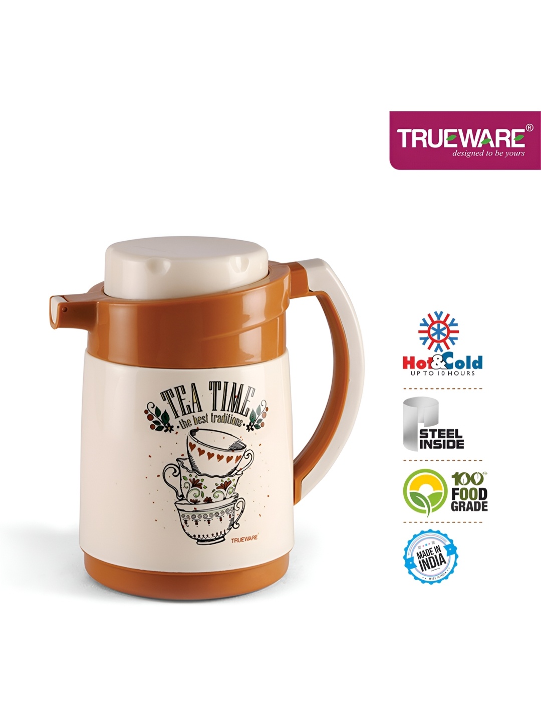 

Trueware Brown & White Typography Printed Water Bottle 800 ML