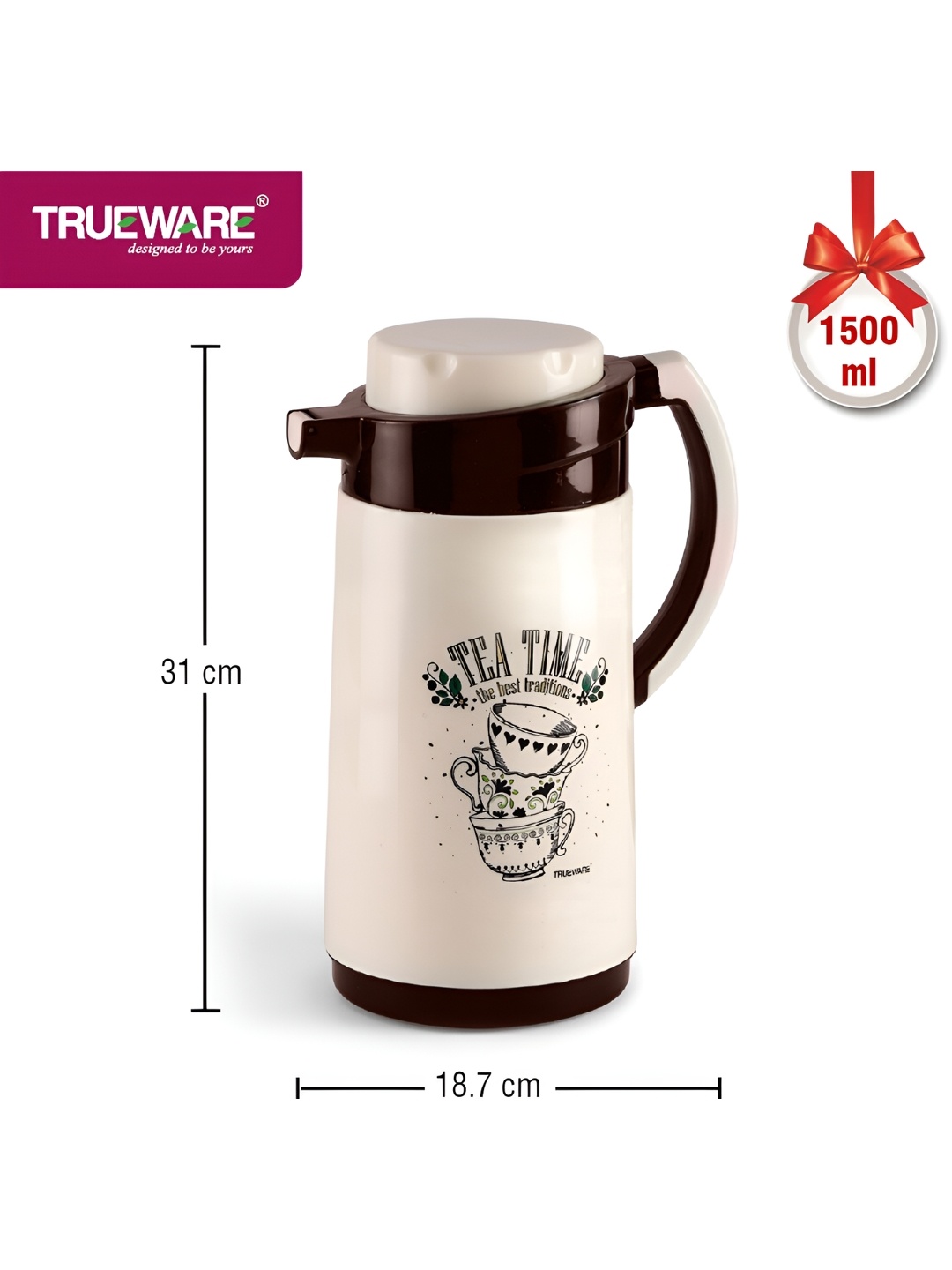 

Trueware Brown Typography Printed Stainless Steel Water Bottle 1.5 L