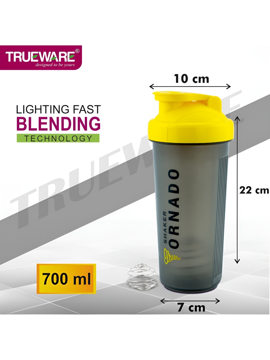 

Trueware Yellow Plastic Shaker Water Bottle 700 ml