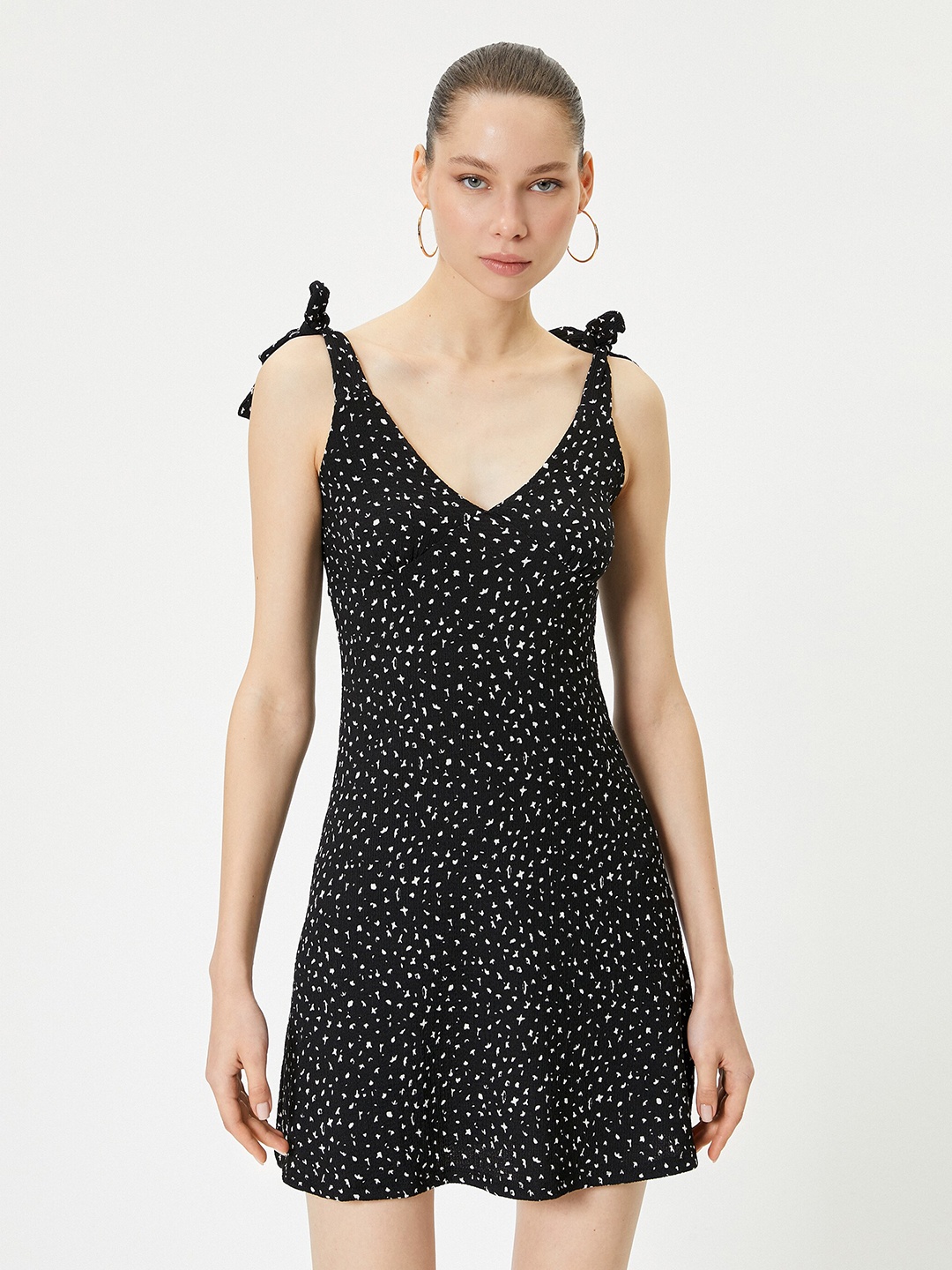 

Koton Polka Dot Print A-Line Dress, Black