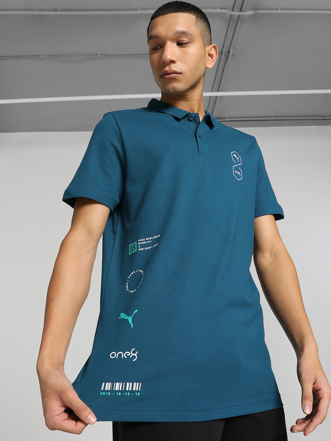

one8 x PUMA Core Slim Fit Polo T-shirt, Blue