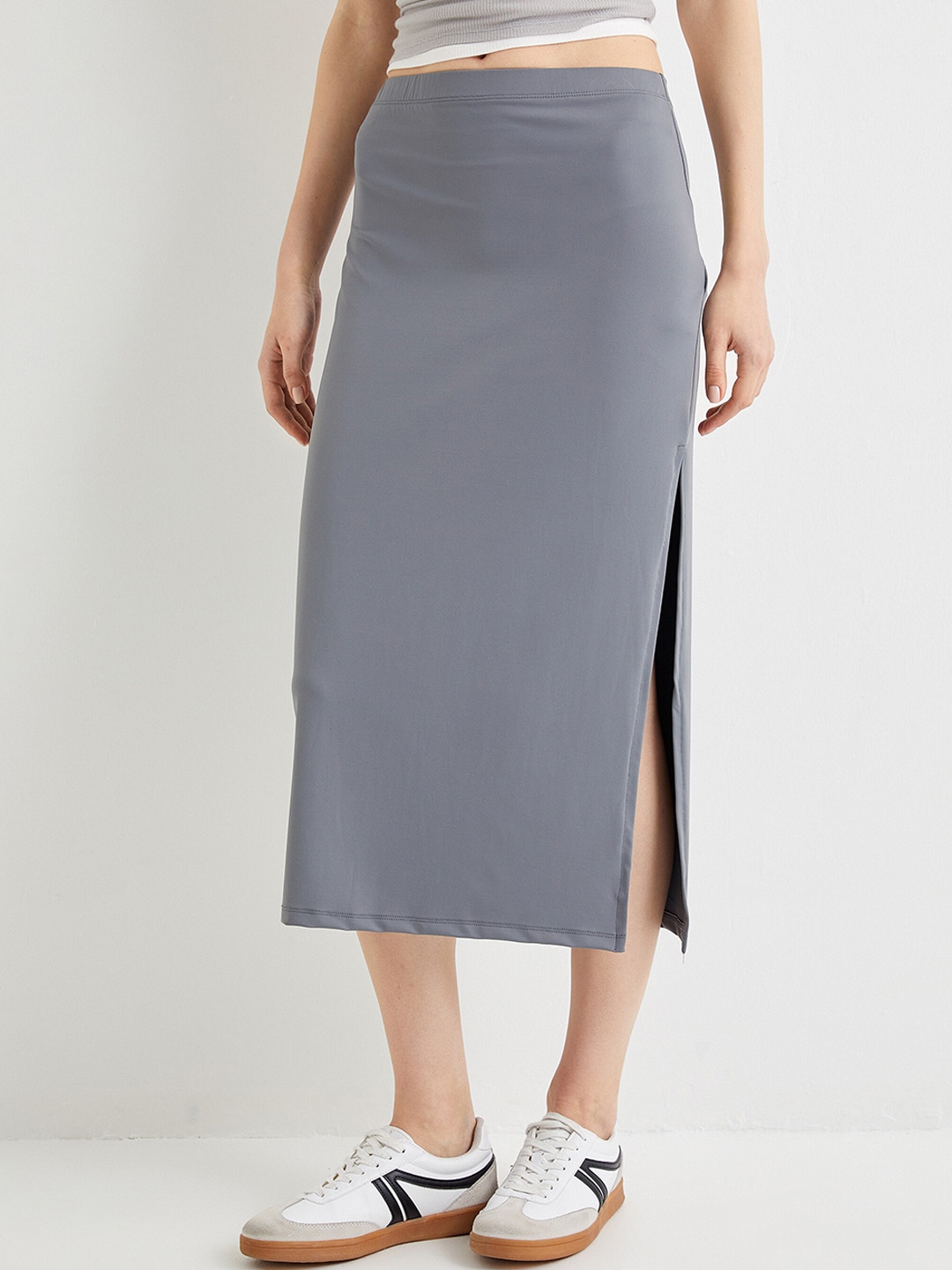 

Koton Straight Midi Skirt, Grey