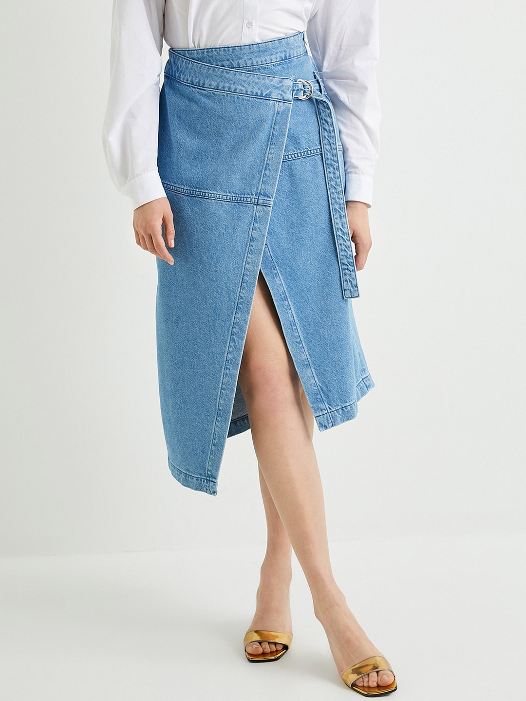 

Koton Wrap Knee Length Skirts, Blue