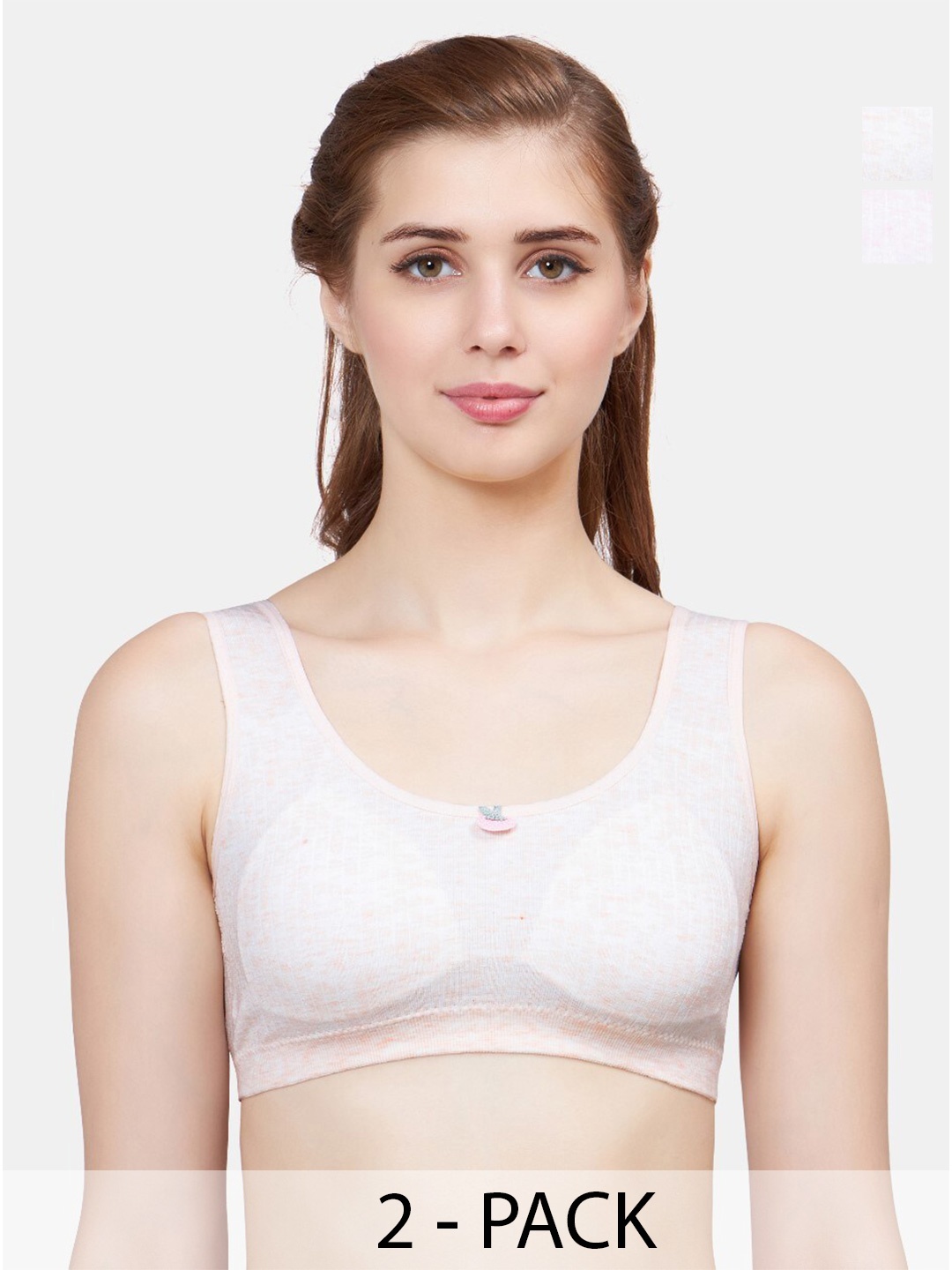 

PLUMBURY Pack Of 2 Full Coverage Lightly Padded Bra All Day Comfort, Peach