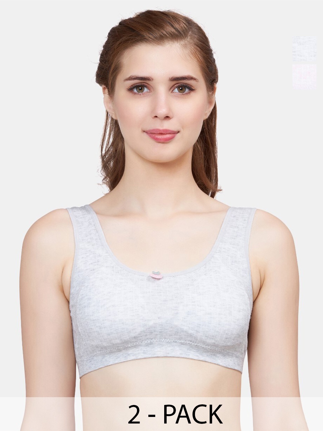 

PLUMBURY Pack Of 2 Full Coverage Lightly Padded Bra All Day Comfort, Grey