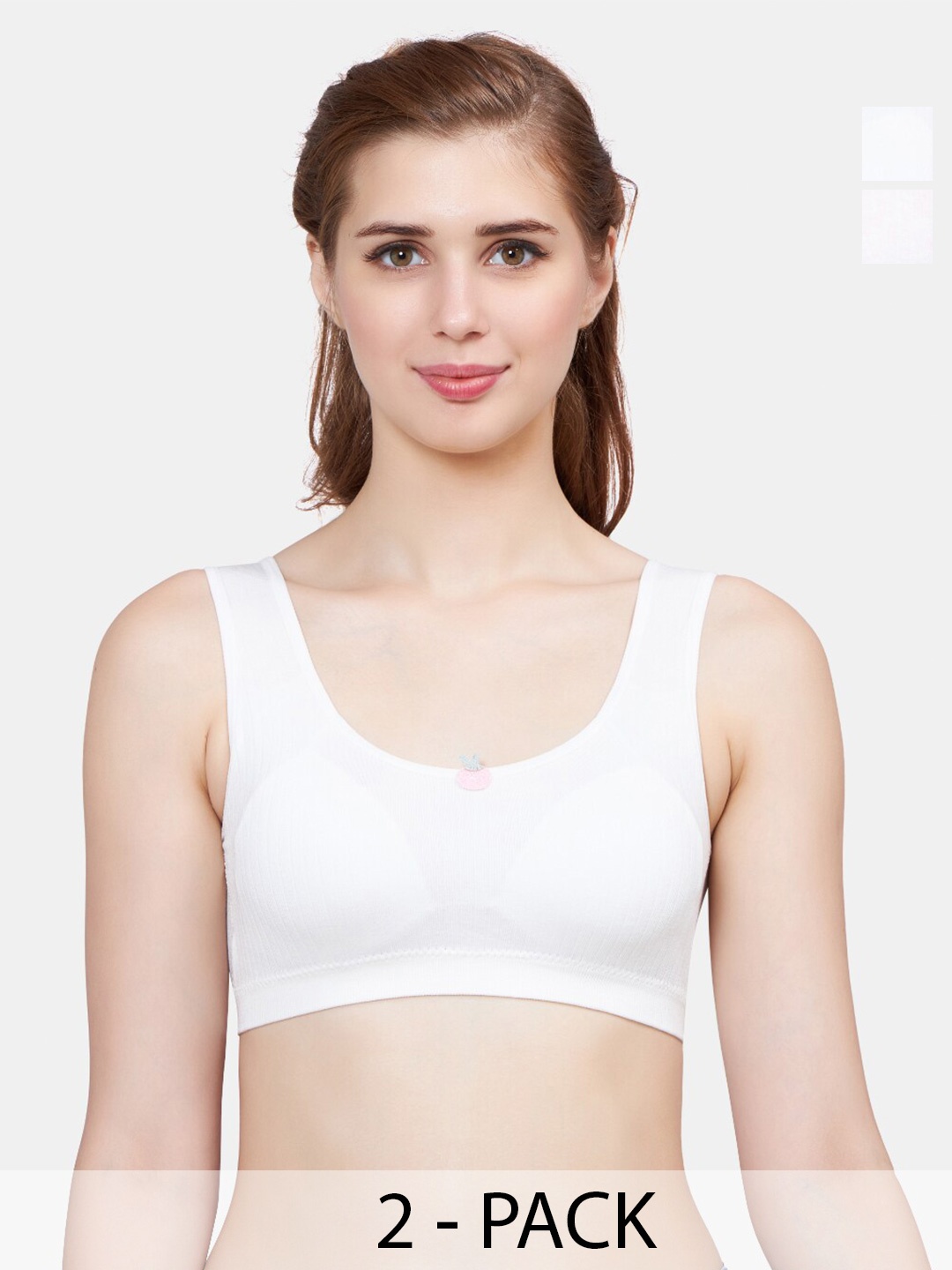 

PLUMBURY Pack Of 2 Full Coverage Lightly Padded Bra All Day Comfort, White