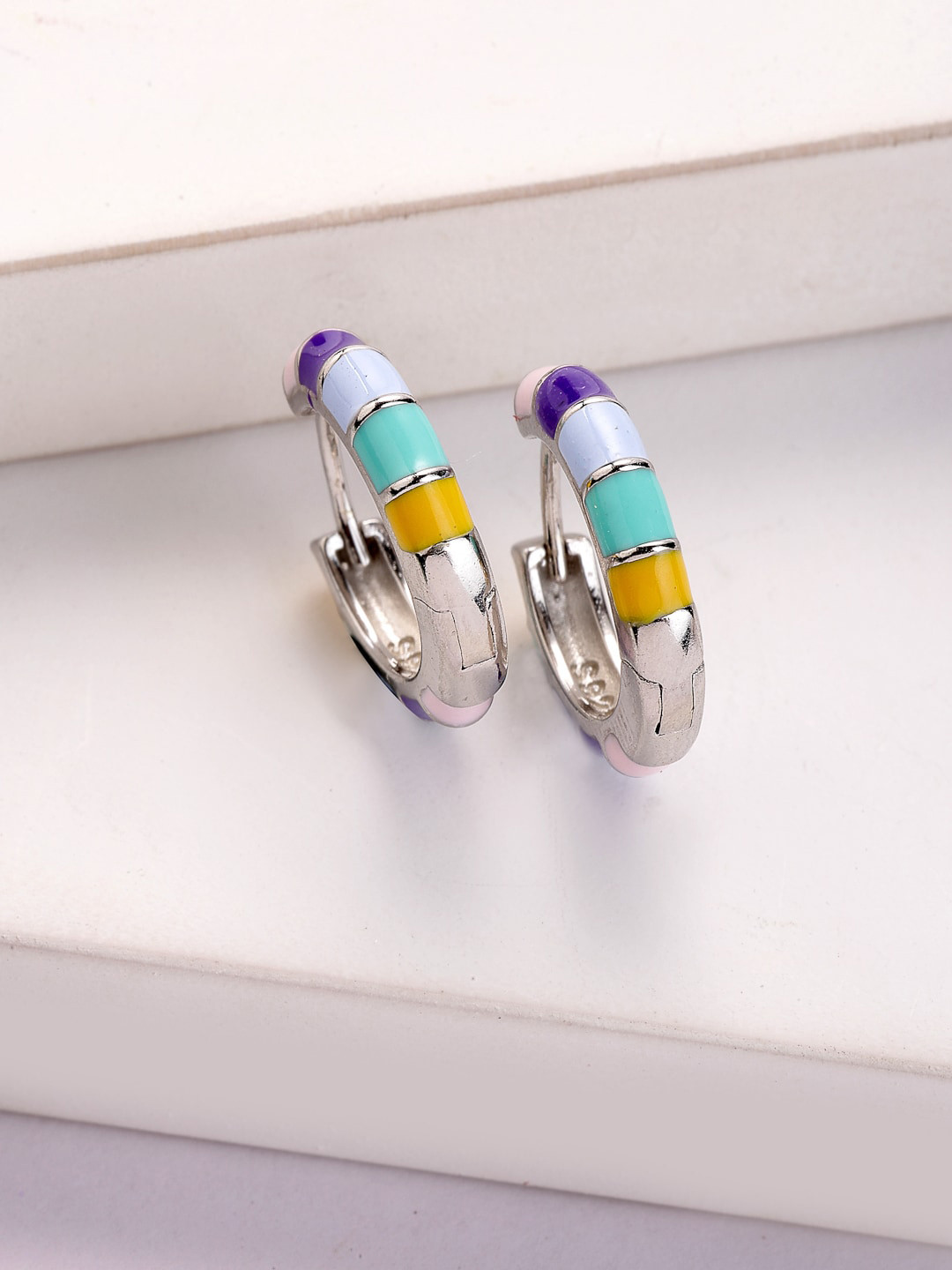 

PRIONI 925 Sterling Silver Rhodium-Plated Hoop Earrings