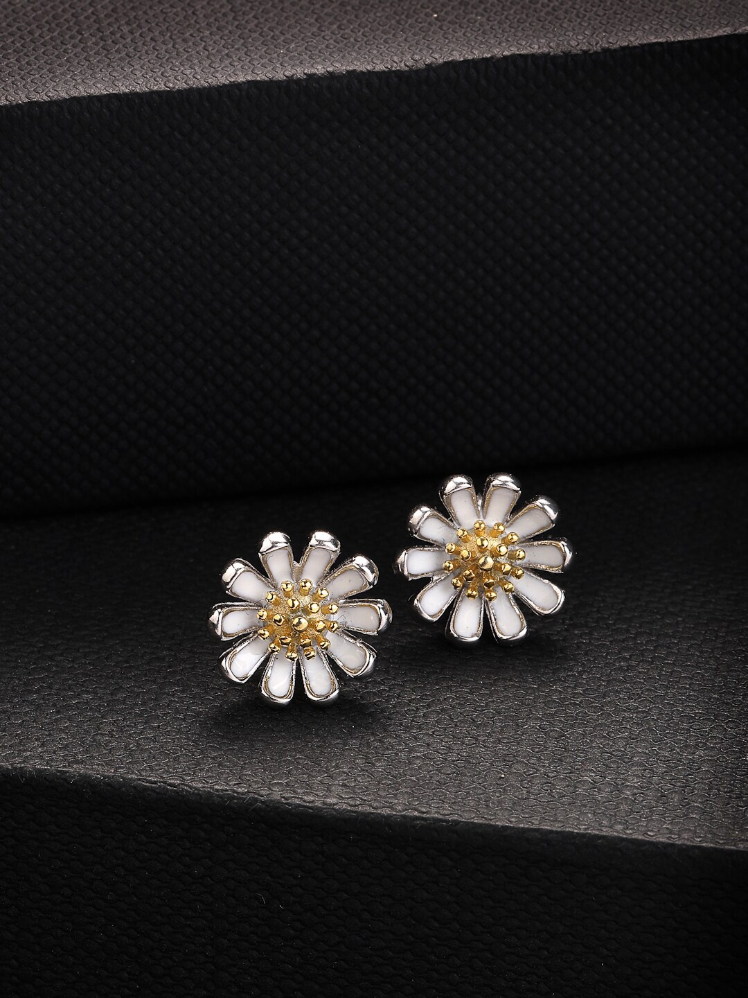 

PRIONI 925 Sterling Silver Rhodium & Gold-Plated Floral Studs Earrings