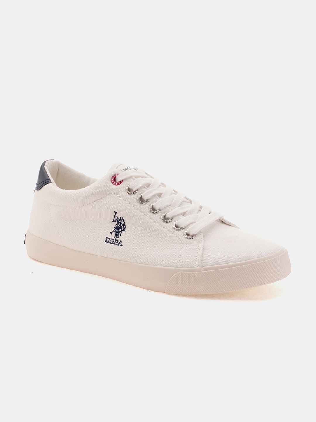 

U.S. Polo Assn. Men Perforations Comfort Insole Canvas Lace-Ups Sneakers, Off white