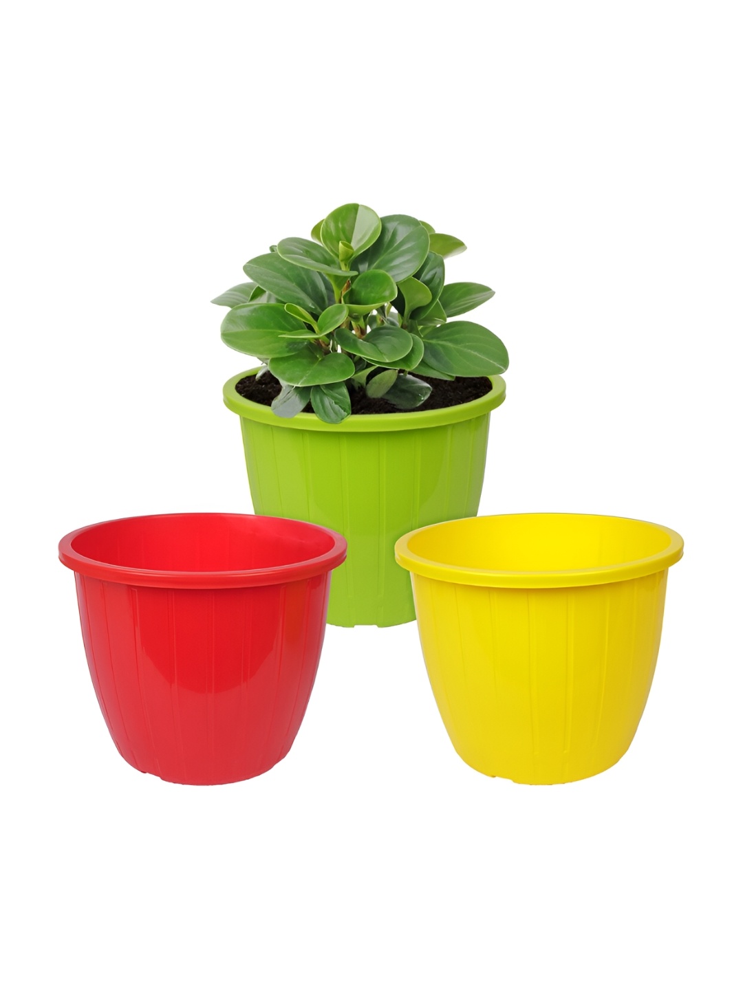 

Kuber Industries 3 Pieces Yellow & Green Duro Flower Planters