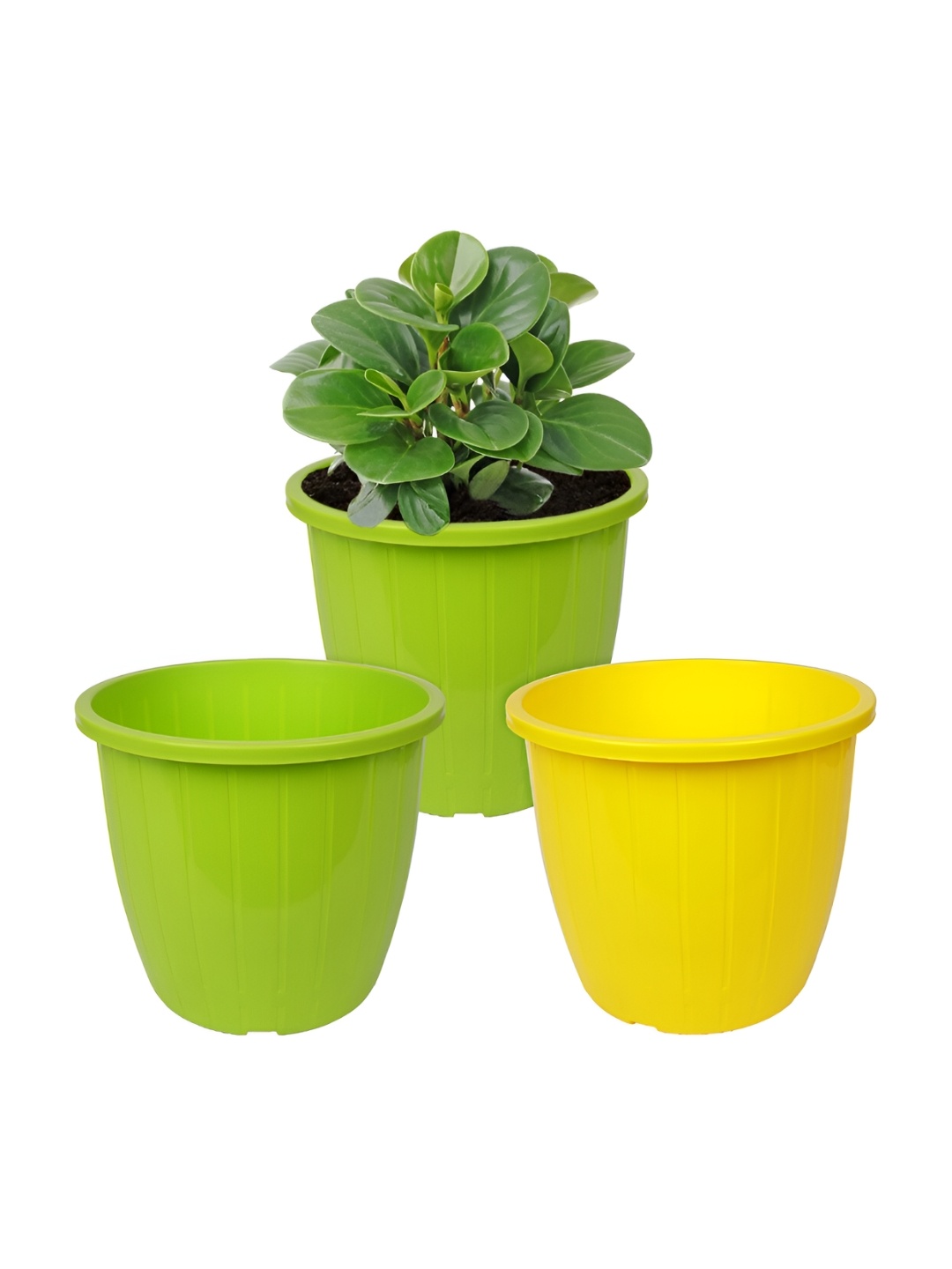 

Kuber Industries 3 Pieces Yellow & Green Duro Flower Planters