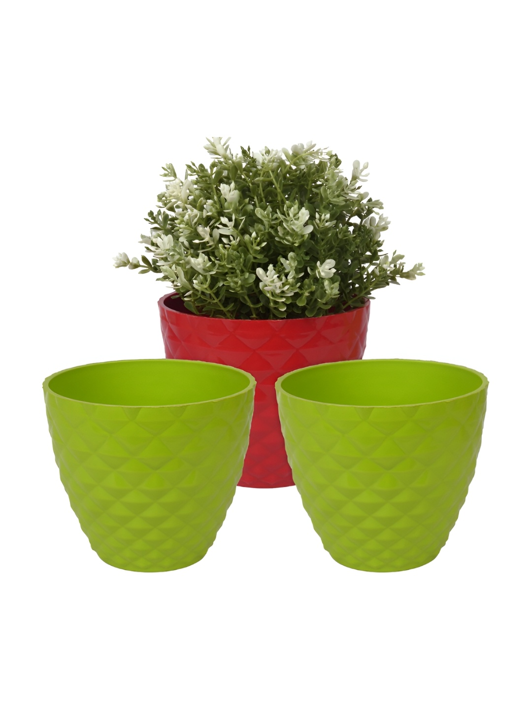 

Kuber Industries Green 3 Pieces Hanging Artificial Flower With Pot, Multi