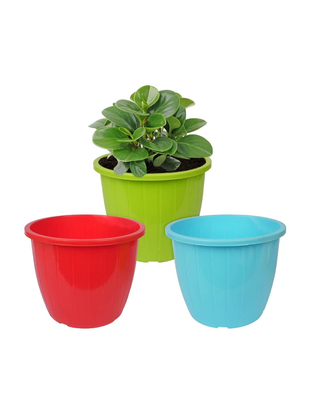 

Kuber Industries Red & Green 3 Pieces Duro Flower Planters