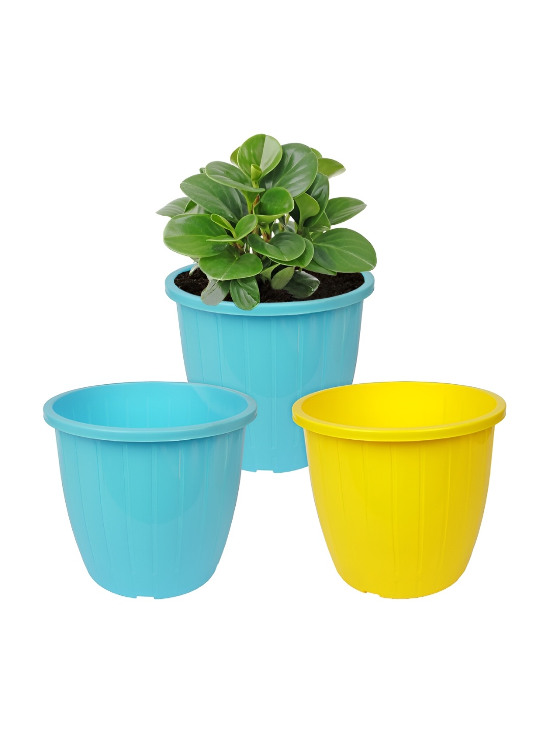 

Kuber Industries Blue & Yellow 3 Pieces Duro Flower Planters