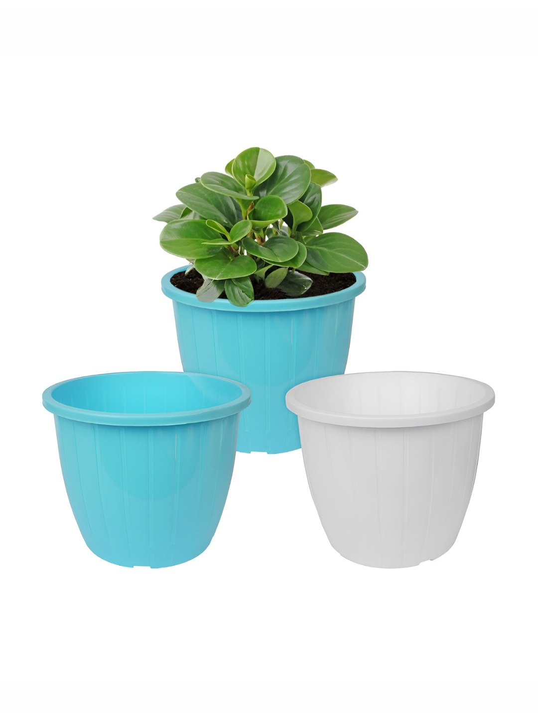 

Kuber Industries Blue & White 3 Pieces Duro Flower Planters