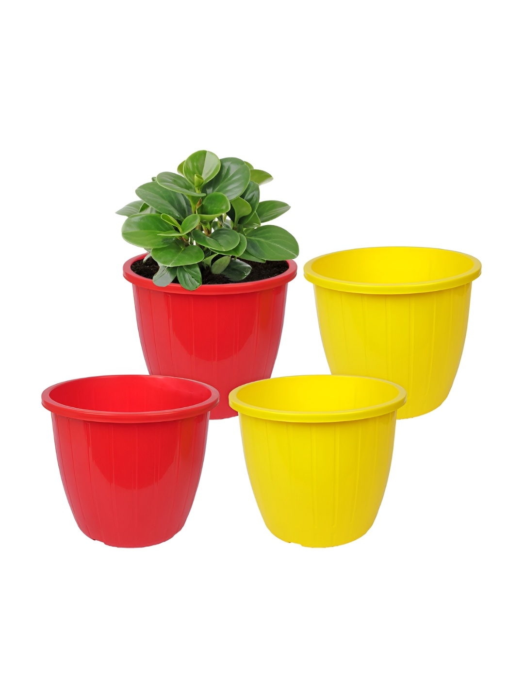 

Kuber Industries Red & Yellow 4 Pieces Duro Flower Planters