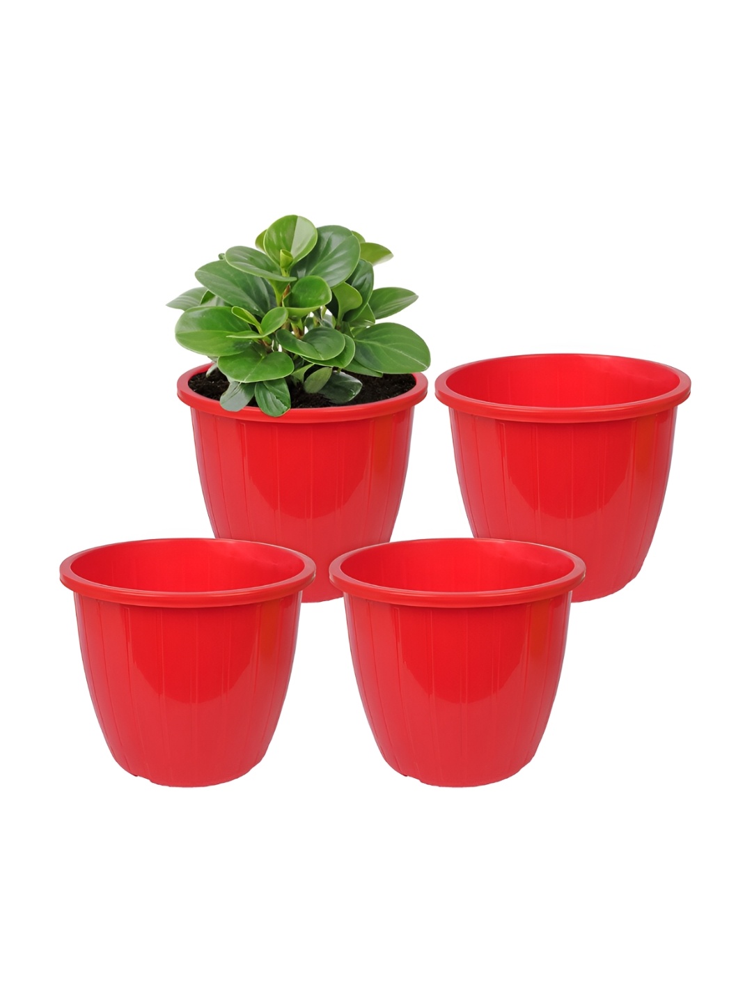 

Kuber Industries Red 4 Pieces Textured Duro Flower Planters