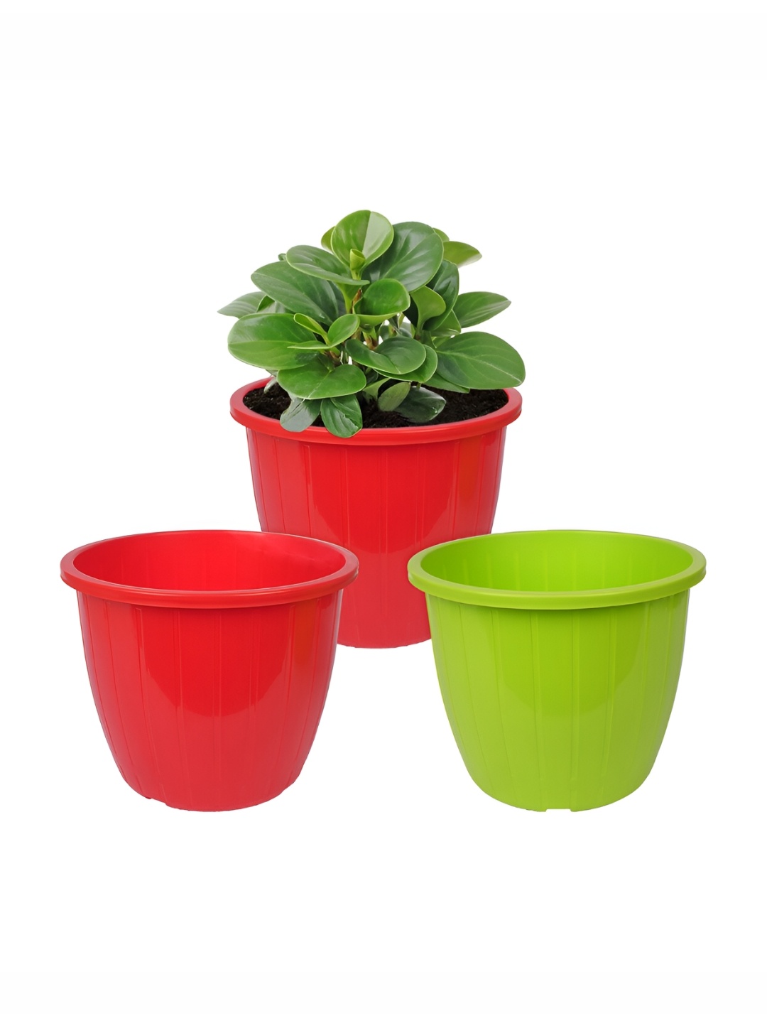 

Kuber Industries Red & Green 3 Pieces Duro Flower Planters