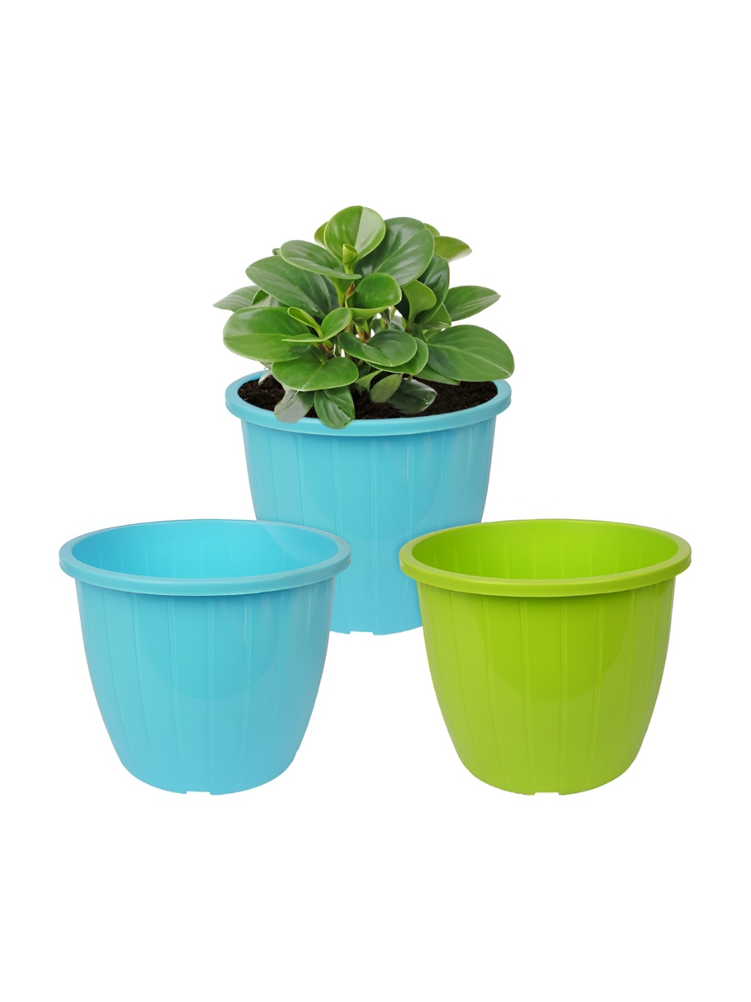 

Kuber Industries Blue & Green 3 Pieces Duro Flower Planters