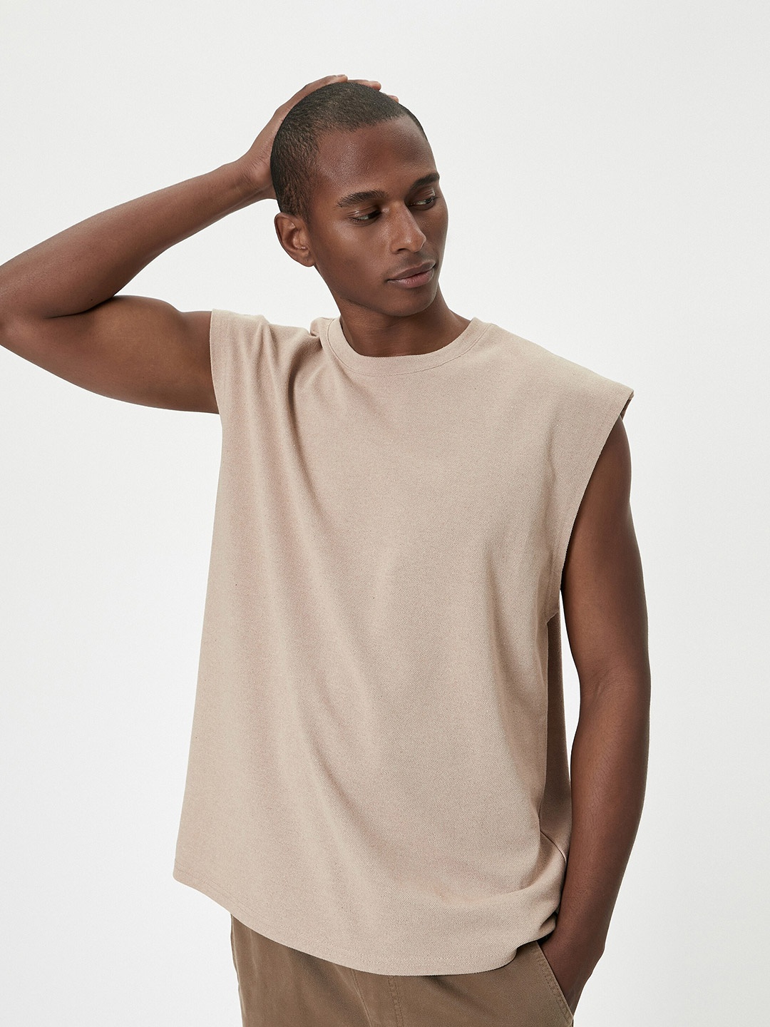 

Koton Round Neck Sleeveless T-shirt, Beige