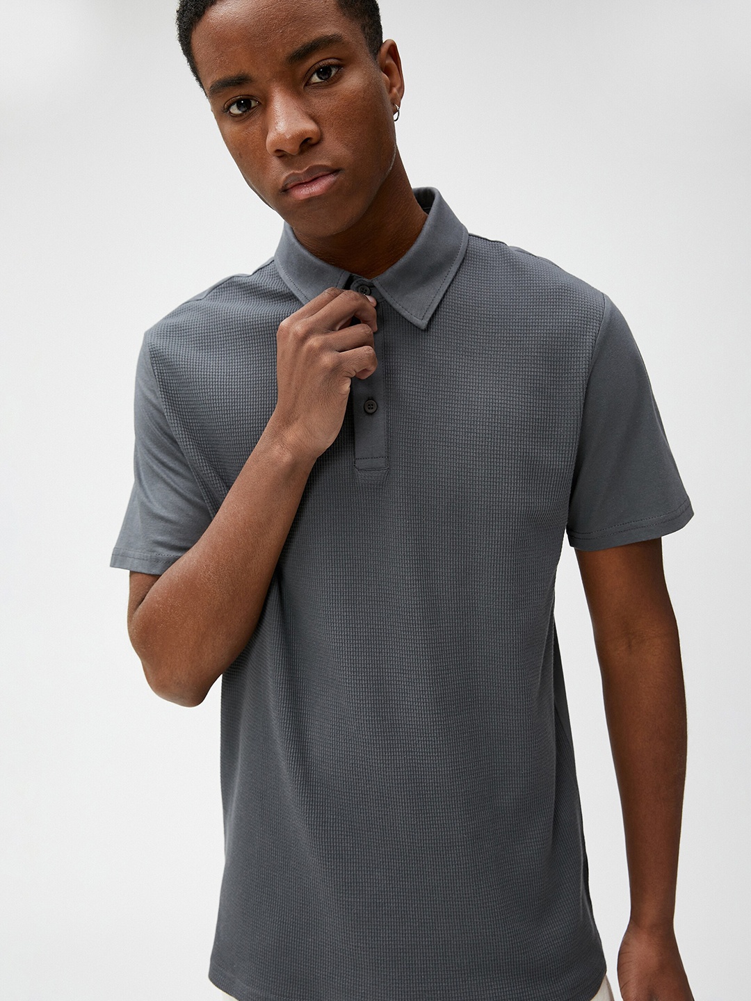 

Koton Polo Collar Slim Fit Cotton T-shirt, Grey