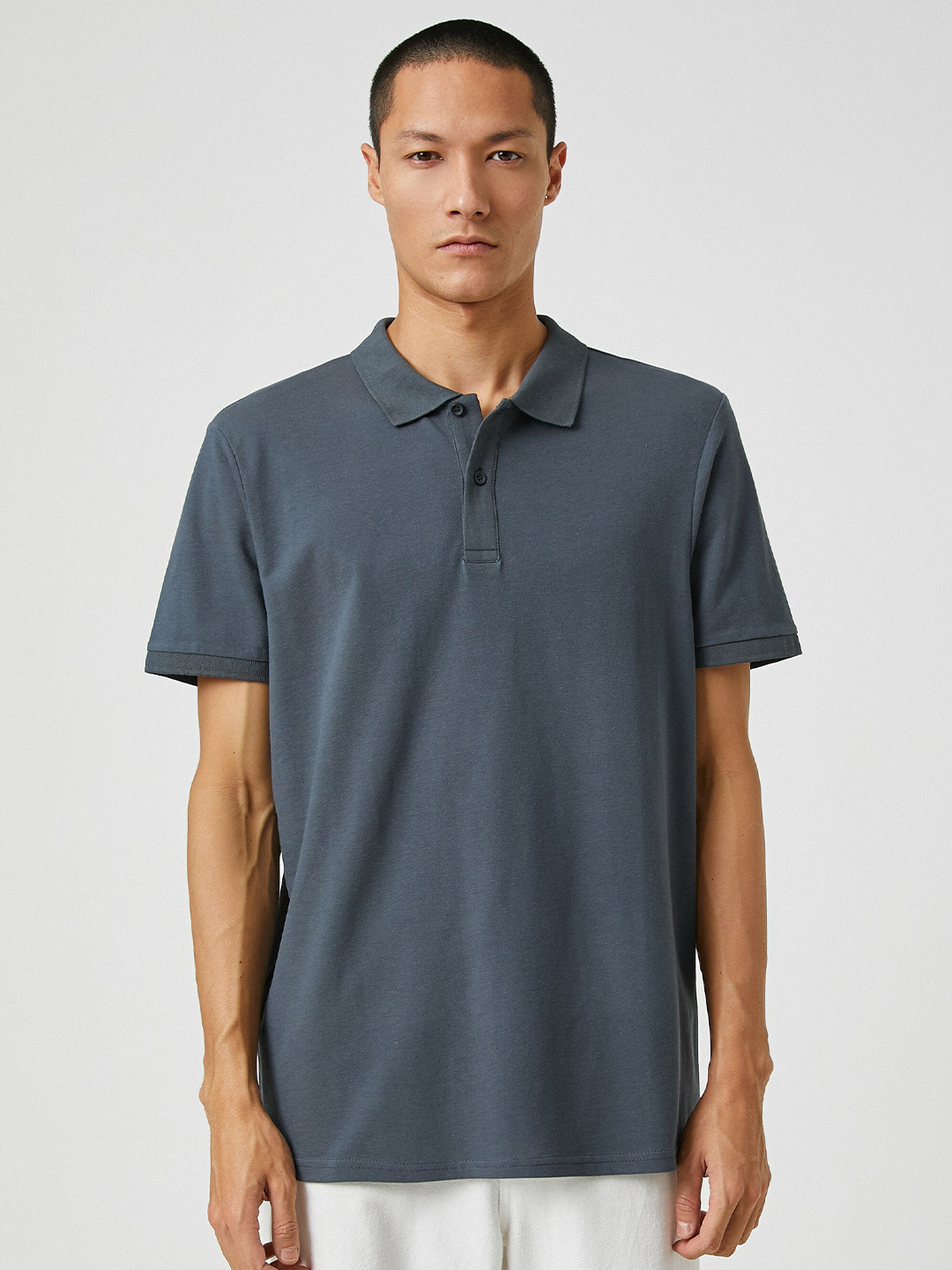

Koton Polo Collar Short Sleeves Cotton T-shirt, Grey