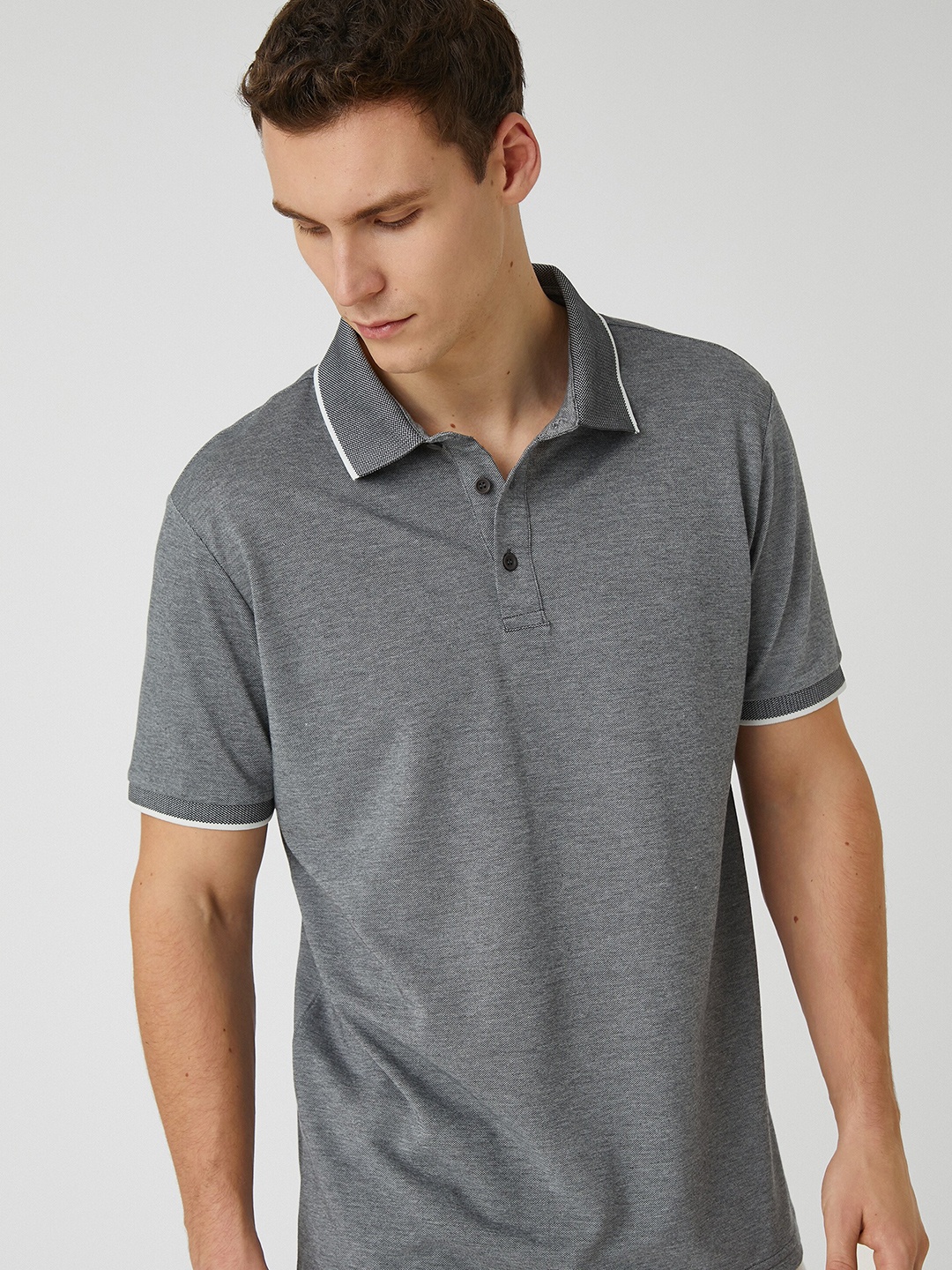 

Koton Polo Collar Short Sleeves T shirt, Grey melange