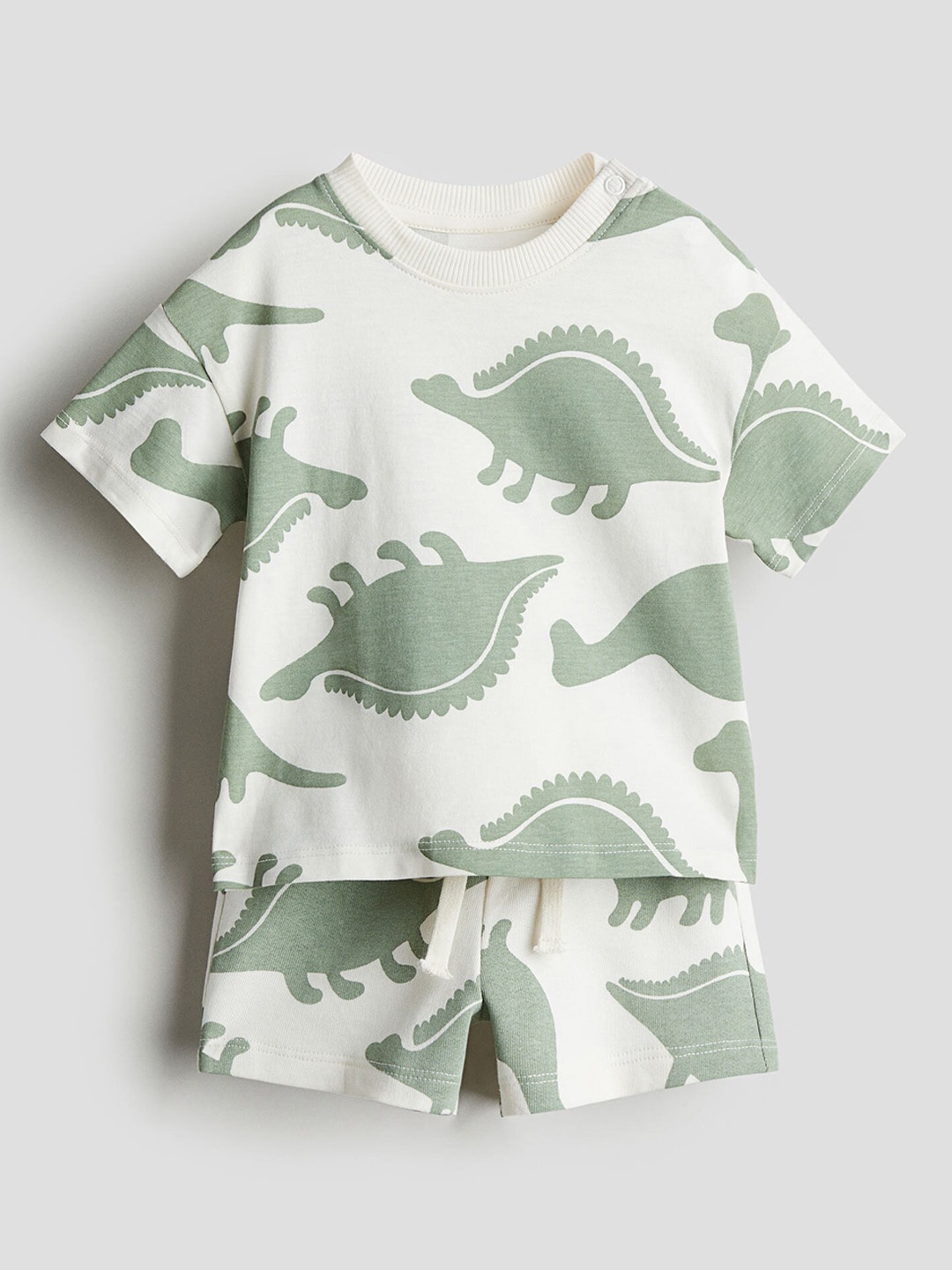 

H&M Boys Pure Cotton 2-Piece Top and Shorts Set, White