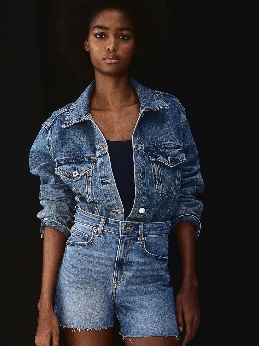 

H&M Women Skinny High Denim Shorts, Blue