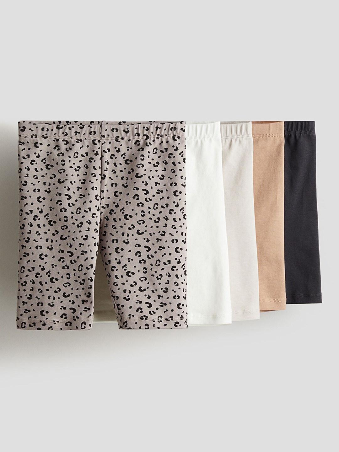 

H&M Girls 5-Pack Cotton Cycling Shorts, Grey
