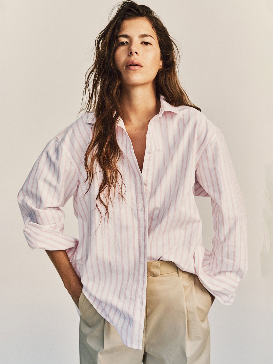 

H&M Pure Cotton Oxford Shirt, Pink