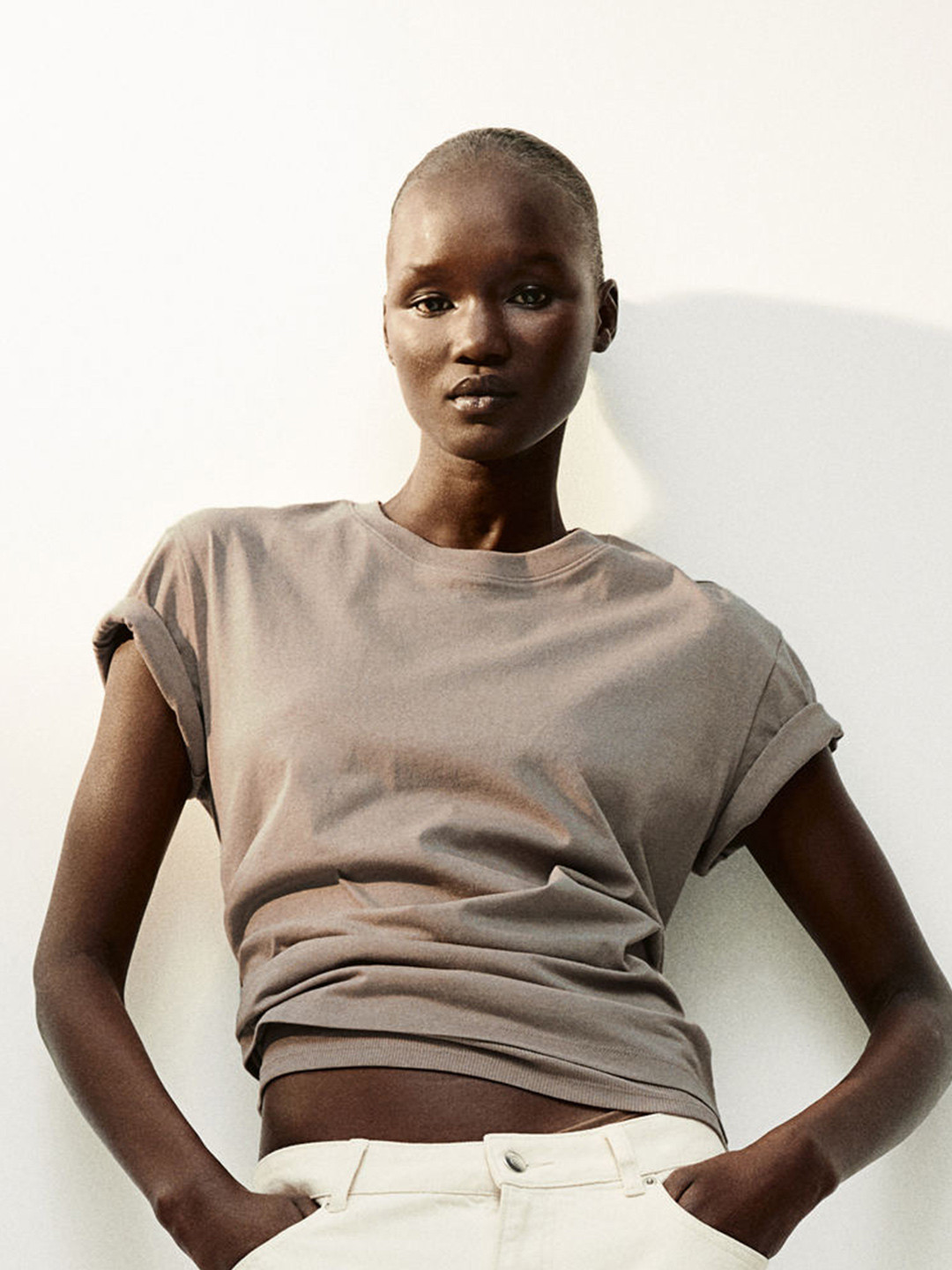 

H&M Pure Cotton T-Shirt, Beige