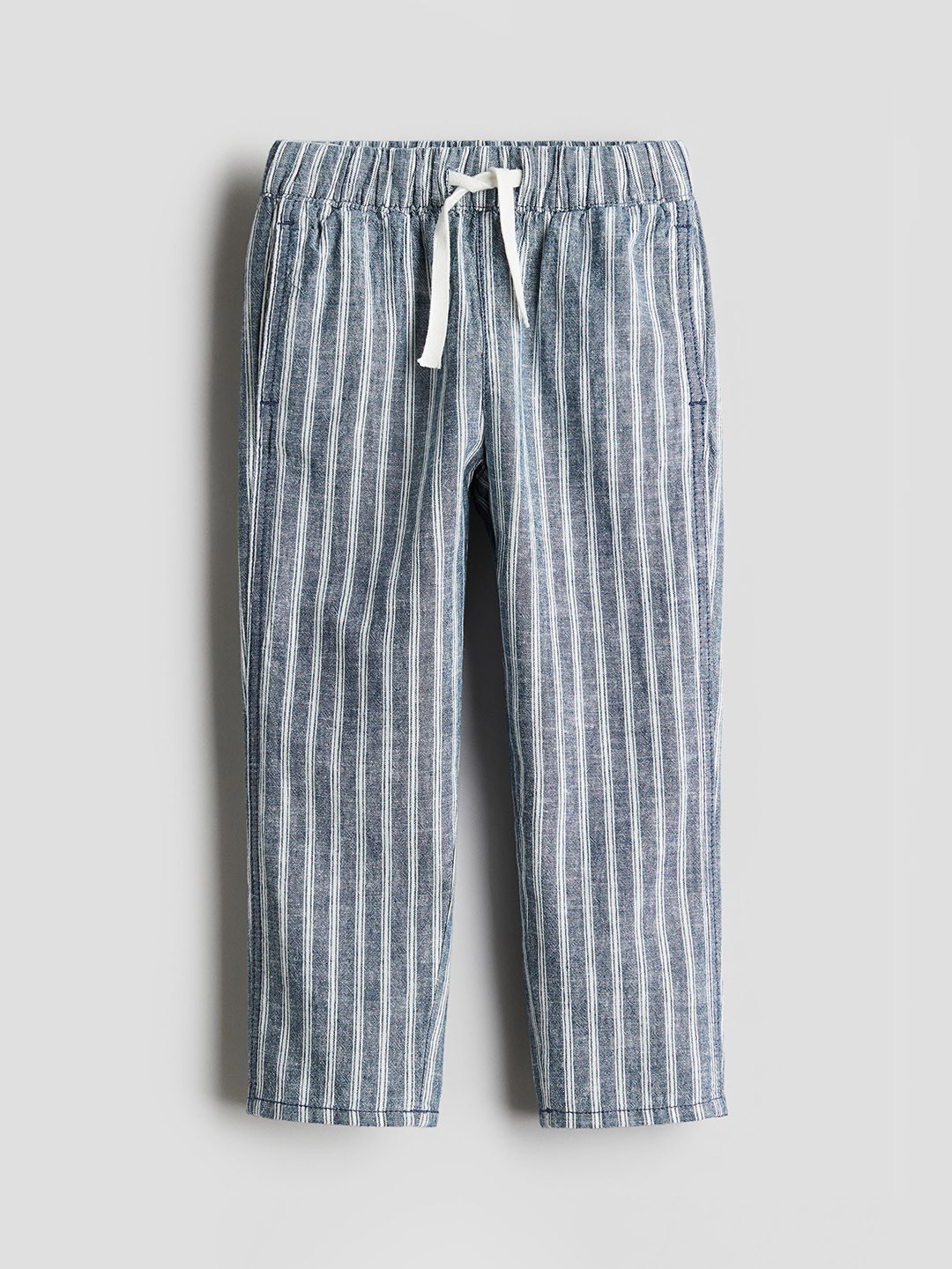 

H&M Boys Linen-Blend Pull-On Trousers, Blue