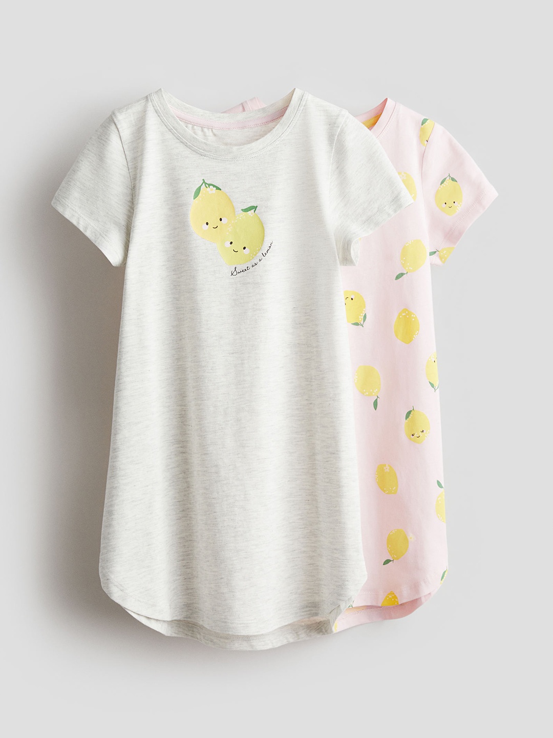 H&M Girls 2-Pack Cotton Jersey Nightdresses, White