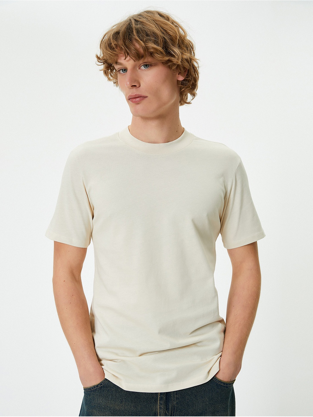 

Koton Round Neck Slim Fit T-shirt, Beige