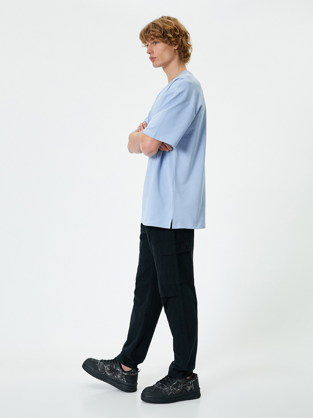 

Koton Drop-Shoulder Sleeves Pure Cotton Tshirt, Blue