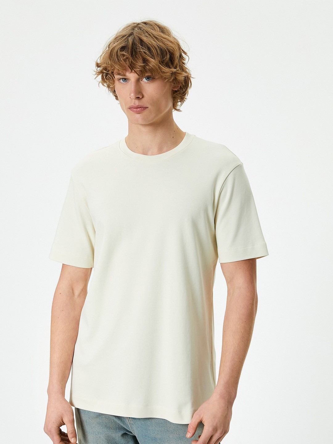 

Koton Round Neck Pure Cotton T-shirt, Beige