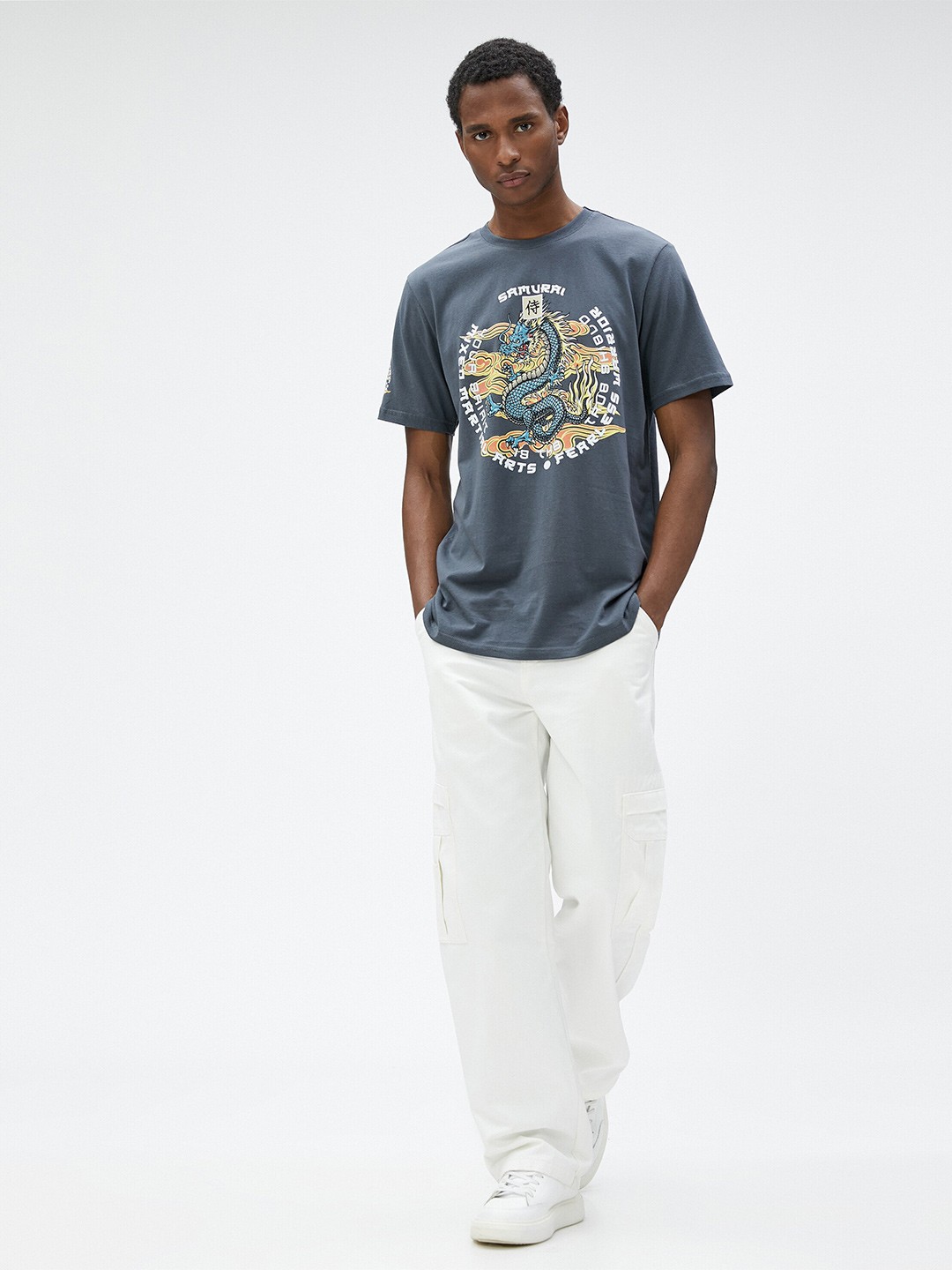

Koton Graphic Printed Short Sleeves T-shirt, Grey