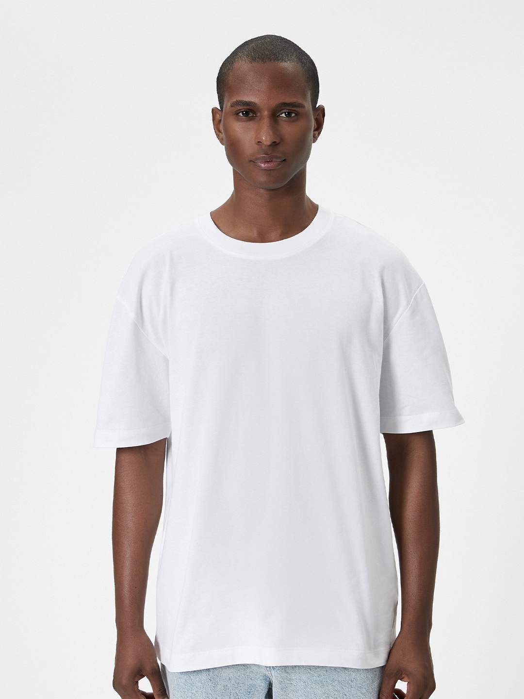 

Koton Drop-Shoulder Sleeves Pure Cotton T-shirt, White