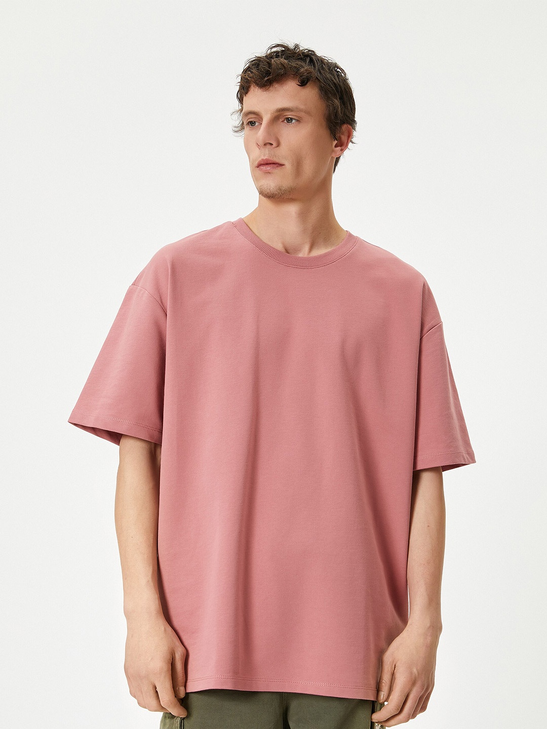 

Koton Round Neck Pure Cotton Oversized T-shirt, Pink