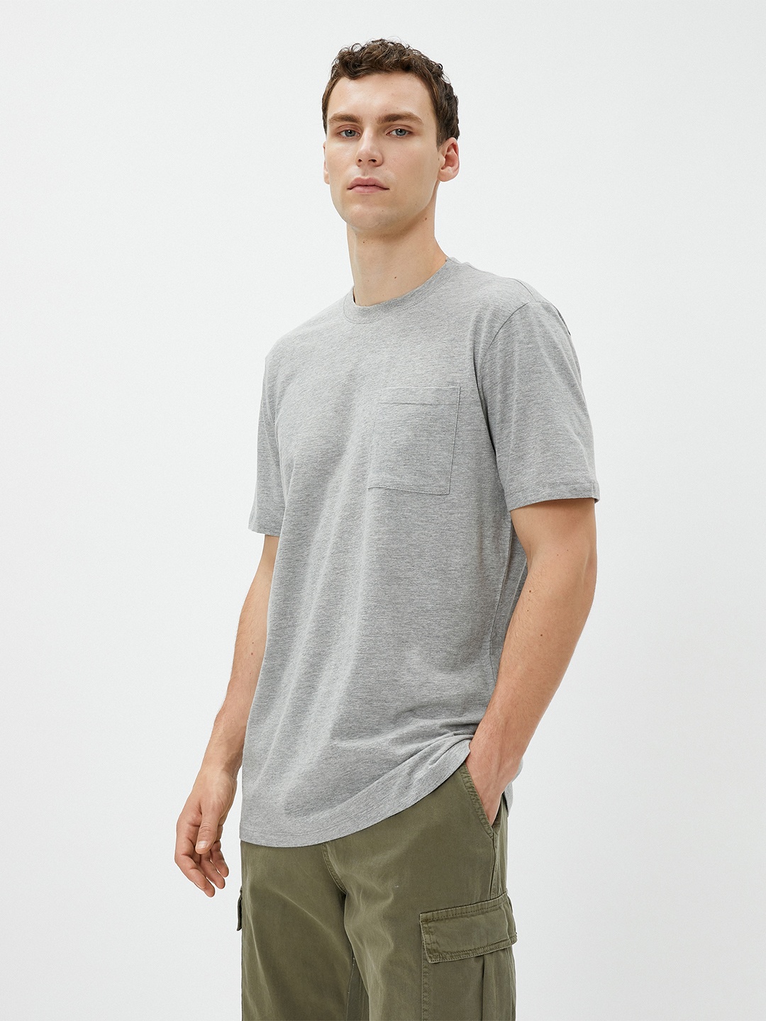 

Koton Round Neck Short Sleeves Cotton T-shirt, Grey